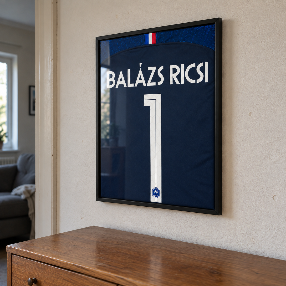 Jersey de fútbol personalizado y enmarcado (jersey incluido)